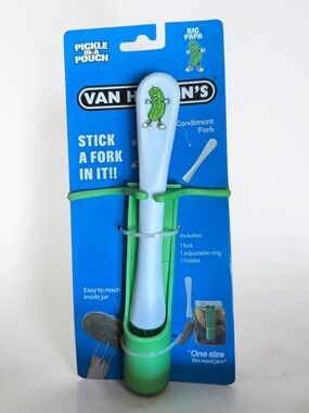 Van Holten’s Pickle-in-a-Pouch Condiment Fork - White & Green